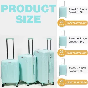 OPTIMA Cabin Luggage | T.Blue Polycarbonate 8 Wheel Spinner Trolley Hardsided Suitcase with TSA Lock Travel Suitcase Pack of -3