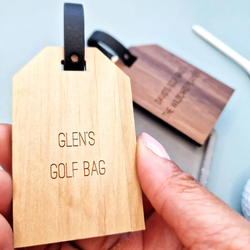 Personalised Wooden Initial Luggage Tag, Golf Tag Gift