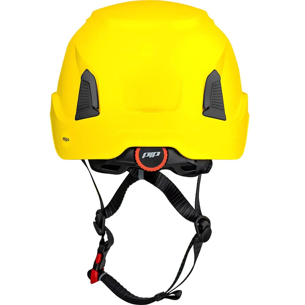 PIP 280-HP1491RVM-02 Vented, Industrial Climbing Helmet with Mips Technology, ABS Shell, EPS Foam Impact Liner, HDPE Suspension, Wheel Ratchet Adjustment and 4-Point Chin Strap