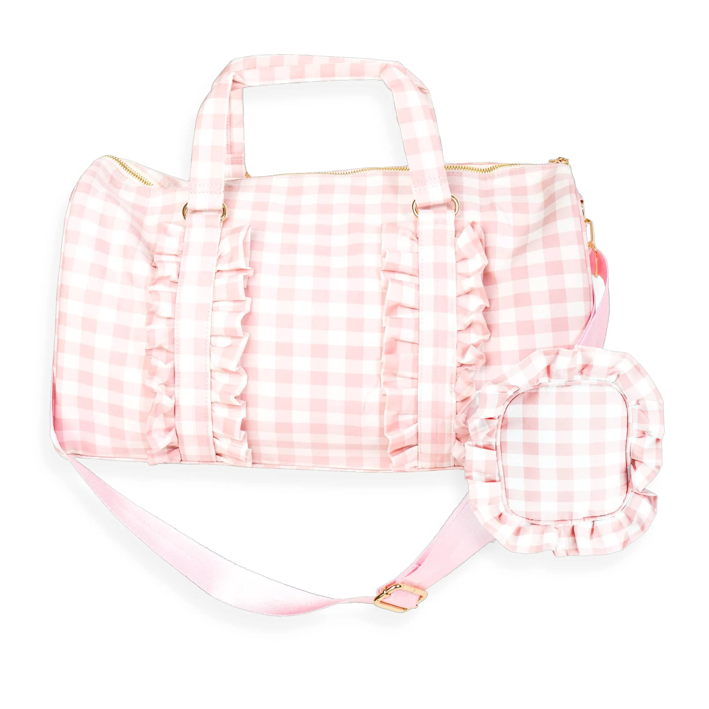 Ruffle Travel Bag   Pouch Set