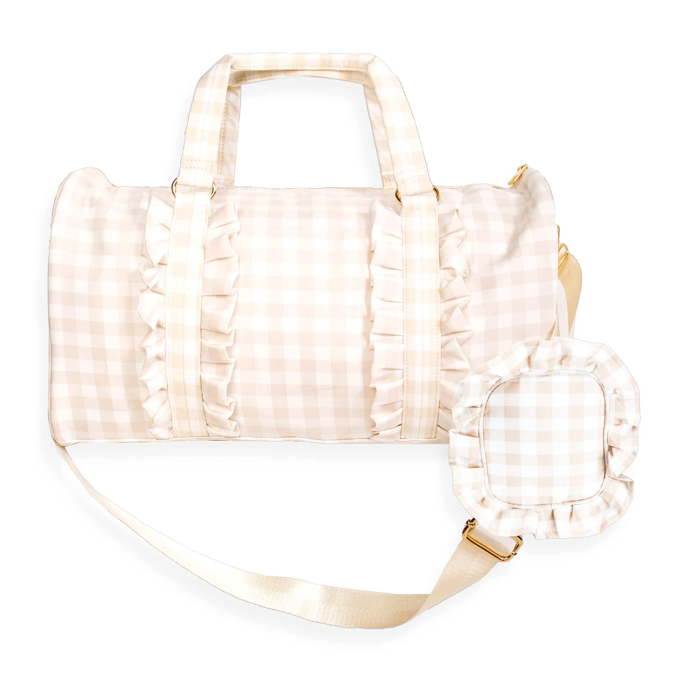 Ruffle Travel Bag   Pouch Set