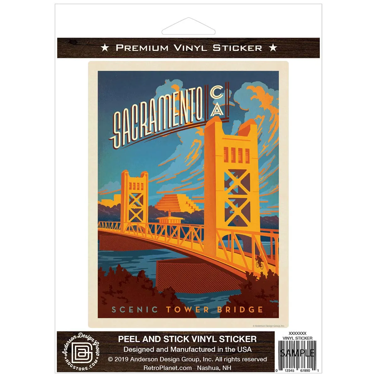 Sacramento California Scenic Tower Bridge Vinyl Sticker