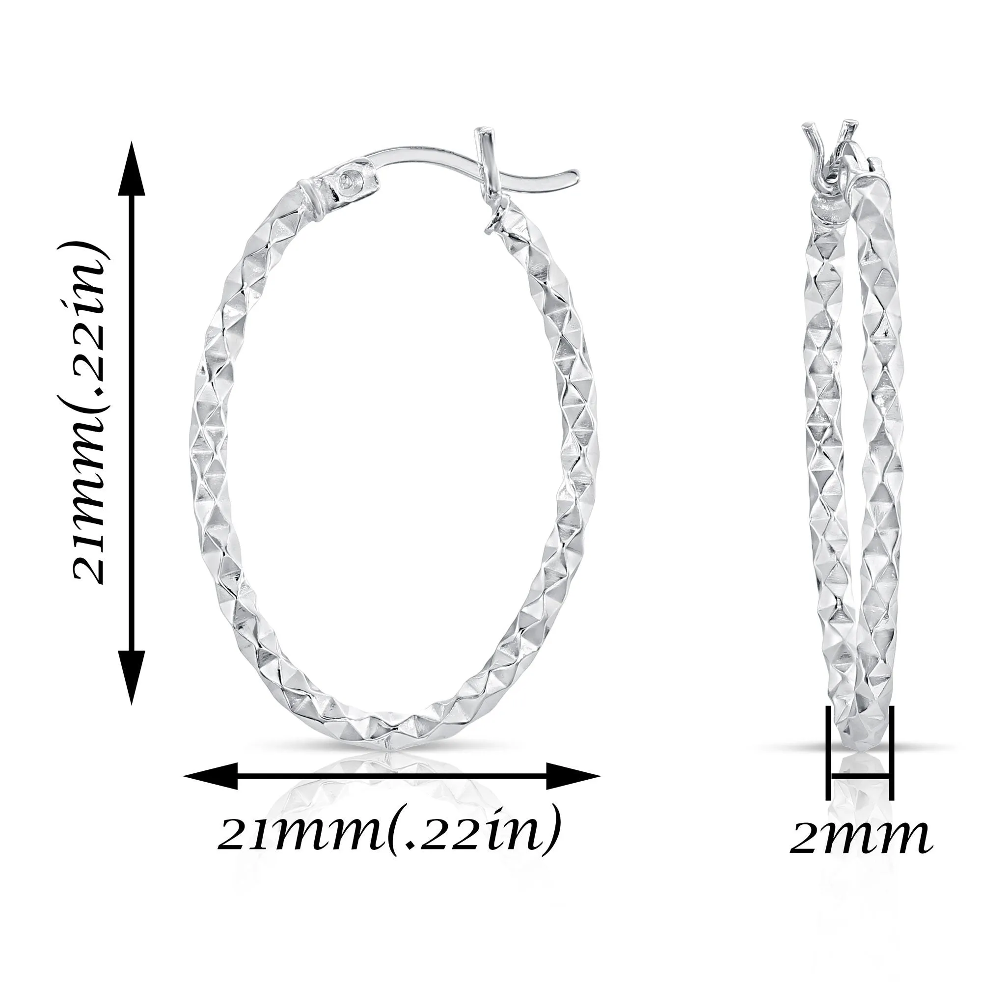 Shiny Grooved Hoop Earrings in Sterling Silver