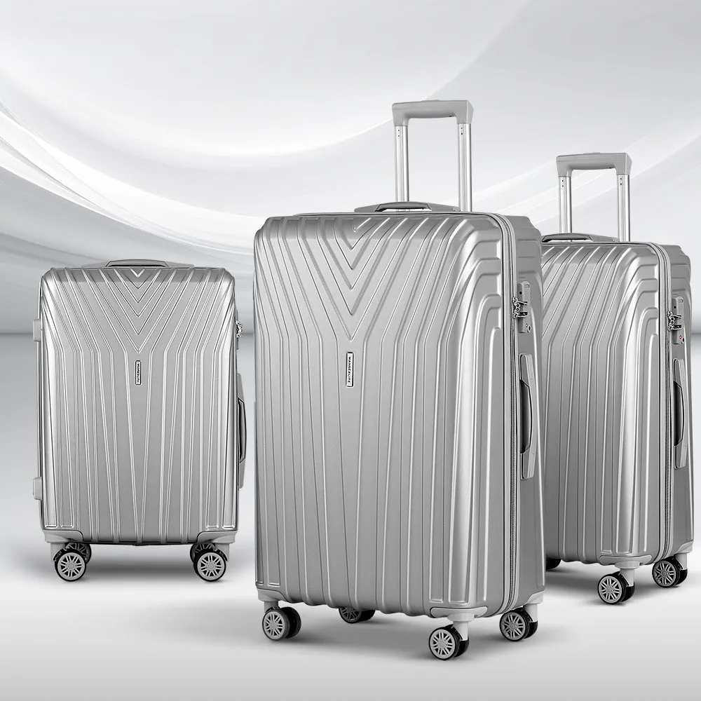 Suitcase Sets 3 Pc - Lightweight -Silver