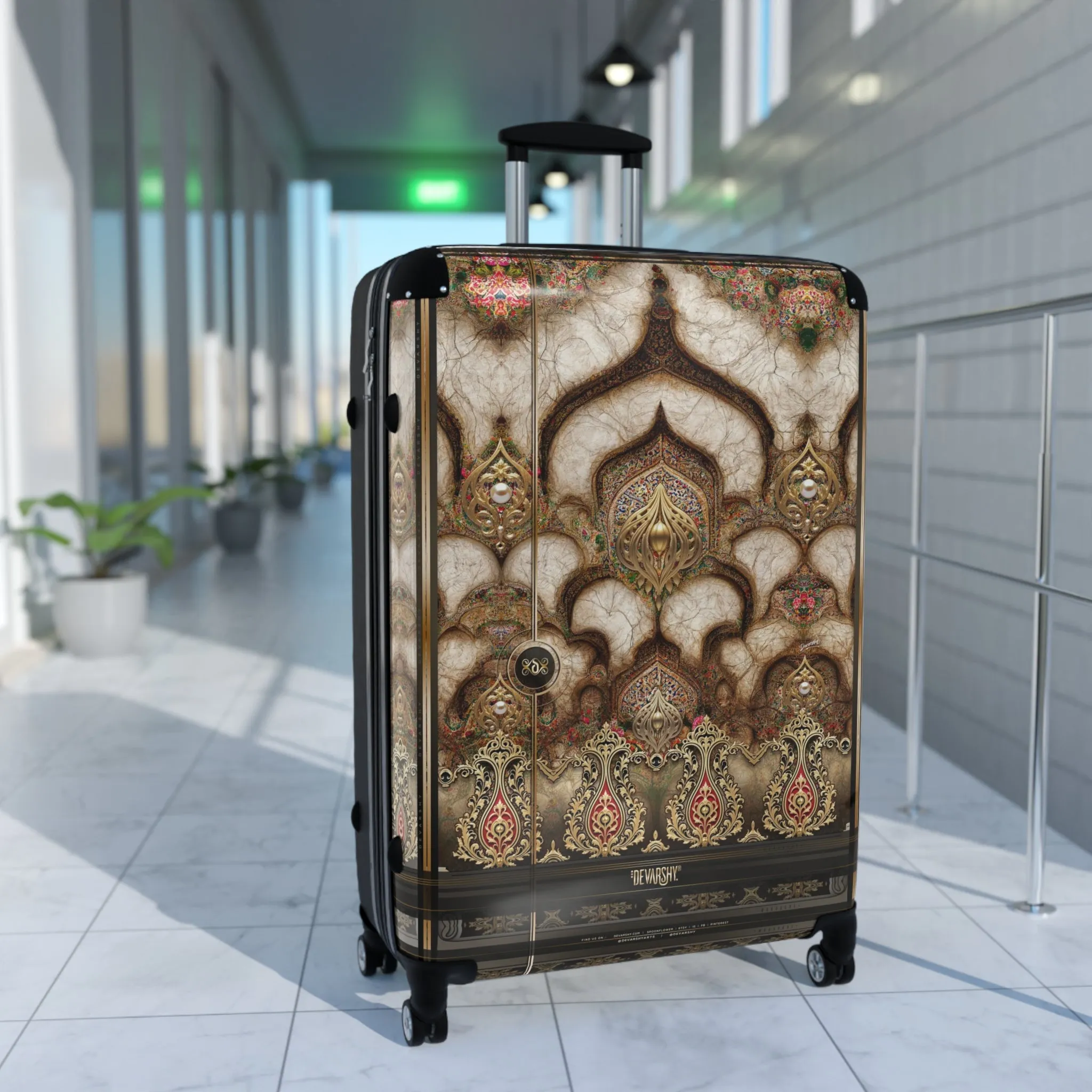 Sultans Embrace Suitcase Carry-on Suitcase Arabic Design Luggage Luxury Hard Shell Suitcase in 3 Sizes | D20199B