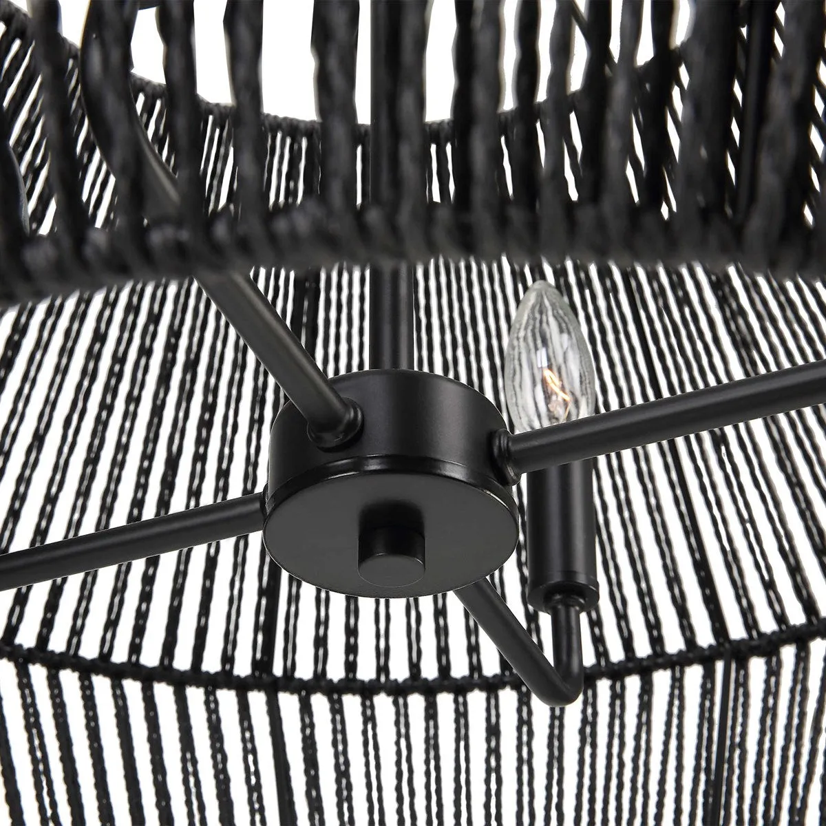 Suva 4 Light Black Rope Pendant