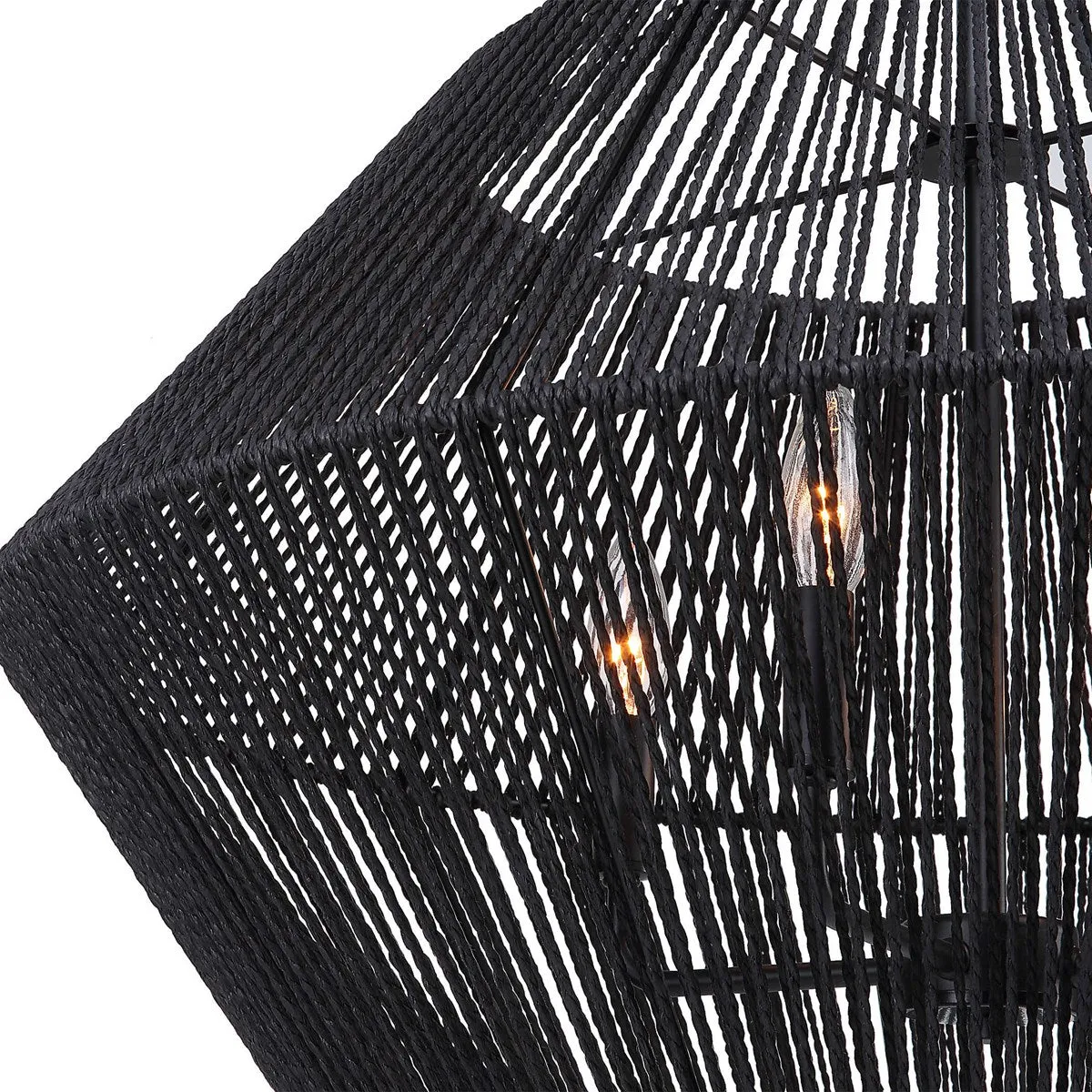 Suva 4 Light Black Rope Pendant