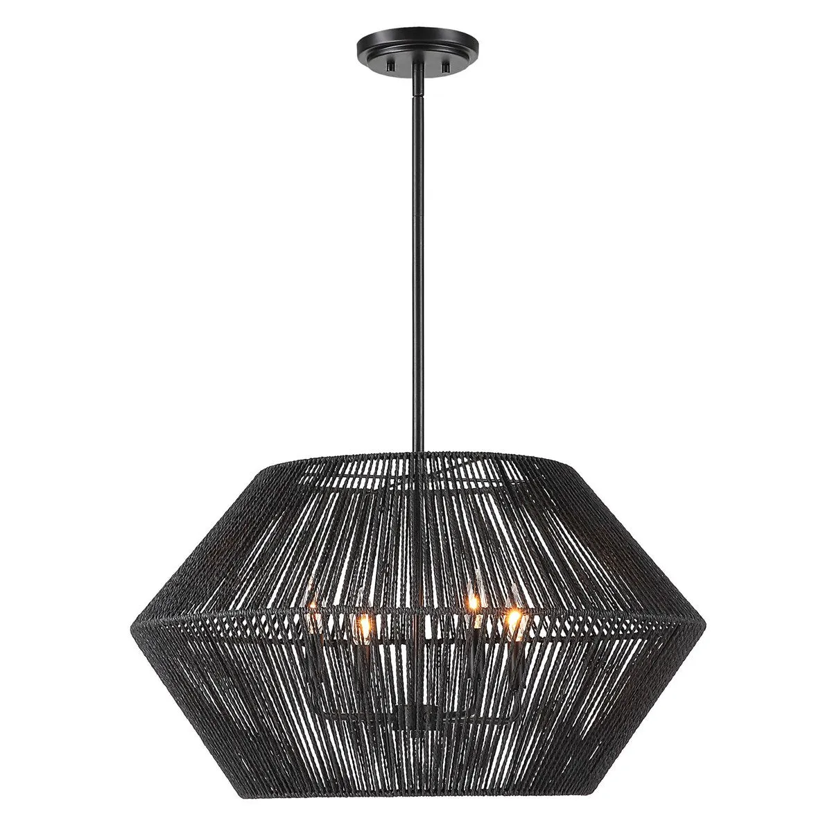 Suva 4 Light Black Rope Pendant