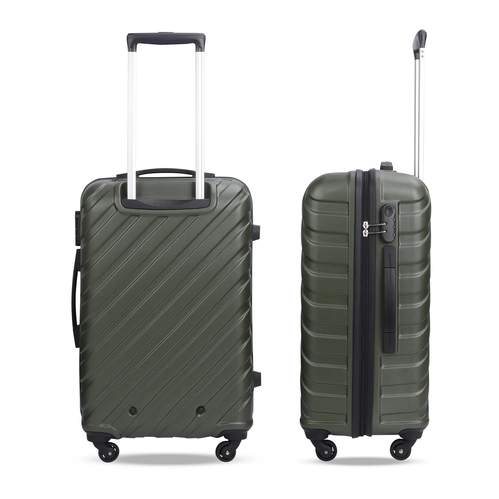 THE CLOWNFISH Armstrong Combo of 2 Luggage ABS Hard Case Suitcase Four Wheel Trolley Bags- Bottle Green (Medium-65 cm-24 inch, Small-54 cm-20 inch)