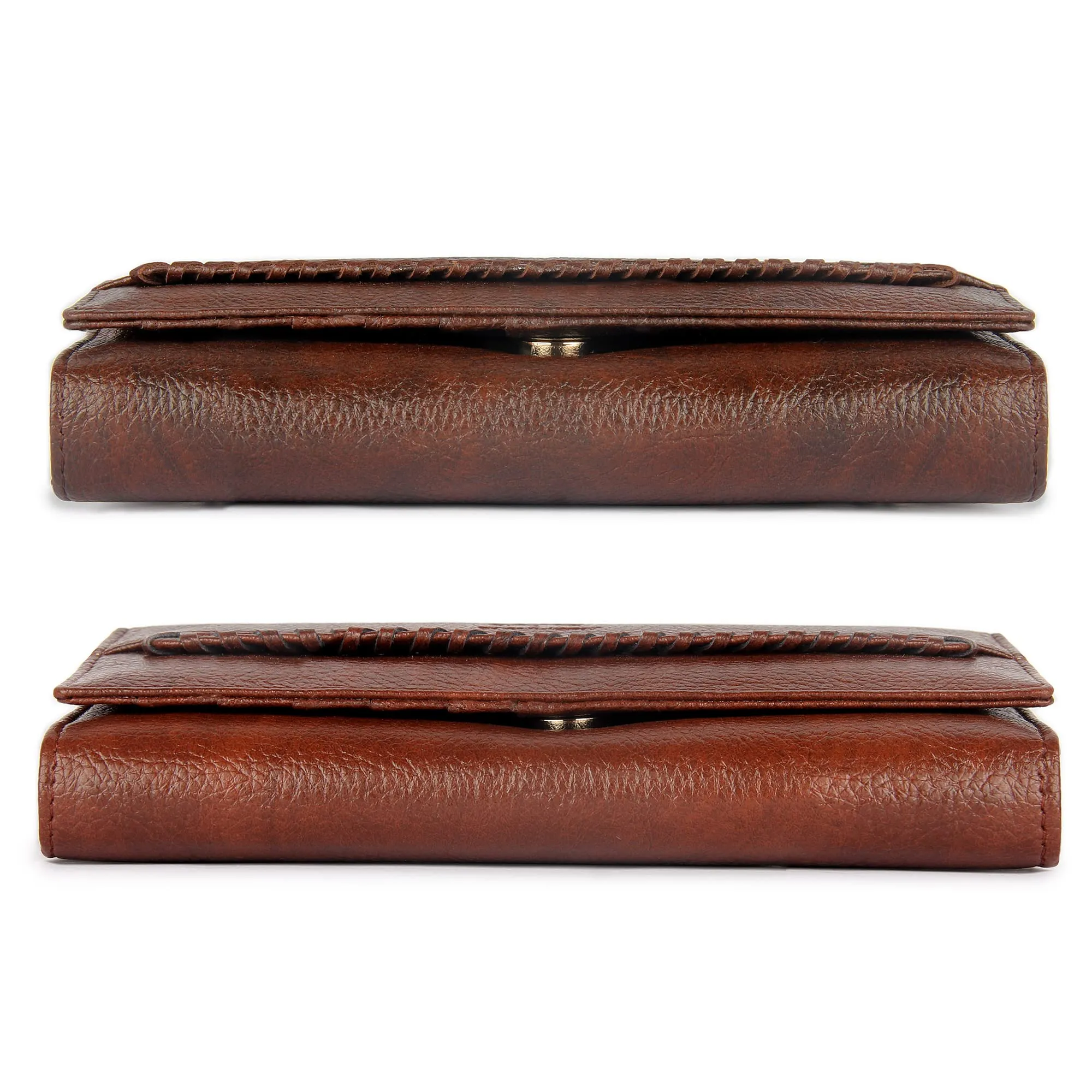 The Clownfish Combo of 2 Faux Leather Women's Wallet with Attractive Front Design (Brown)