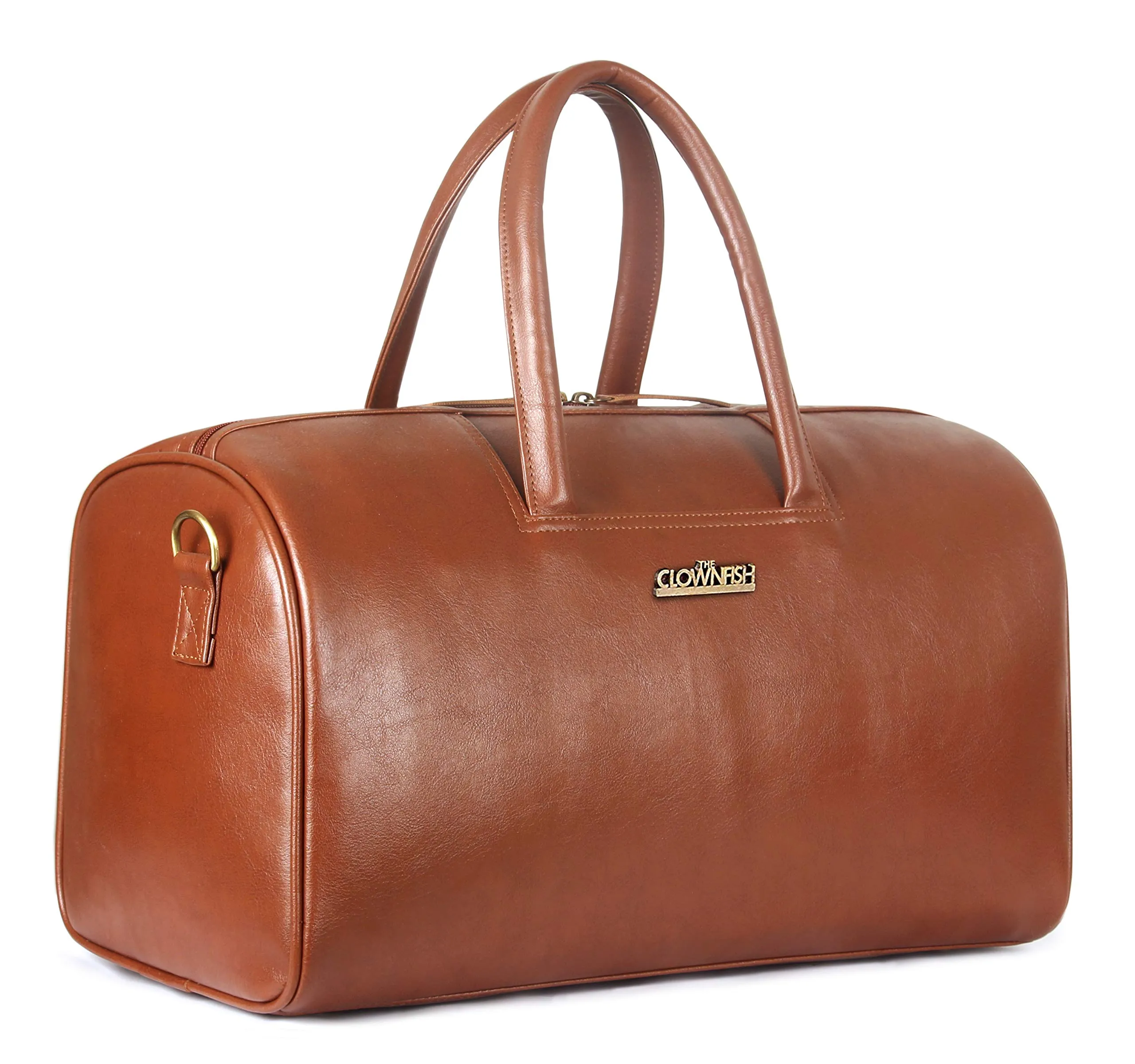 THE CLOWNFISH Vintage 33 Liters Faux Leather Duffel Travel Bag (Caramel),W-27 Cm