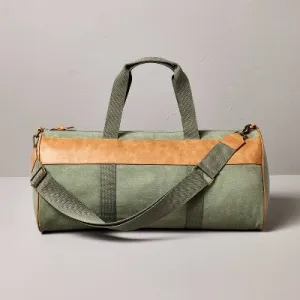 Waxed Canvas   Faux Leather Duffel Bag Green/Tan - Hearth & Hand with Magnolia