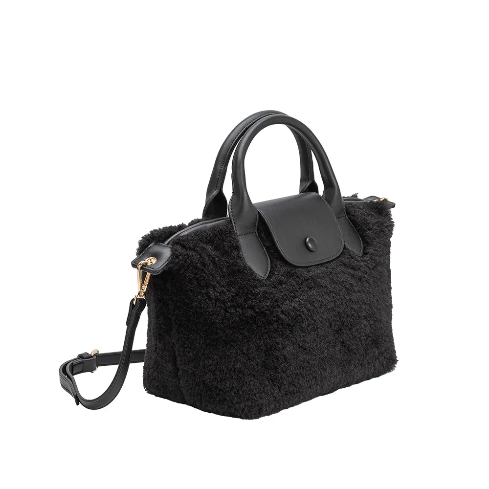 Winnie Black Sherpa Tote Bag - FINAL SALE