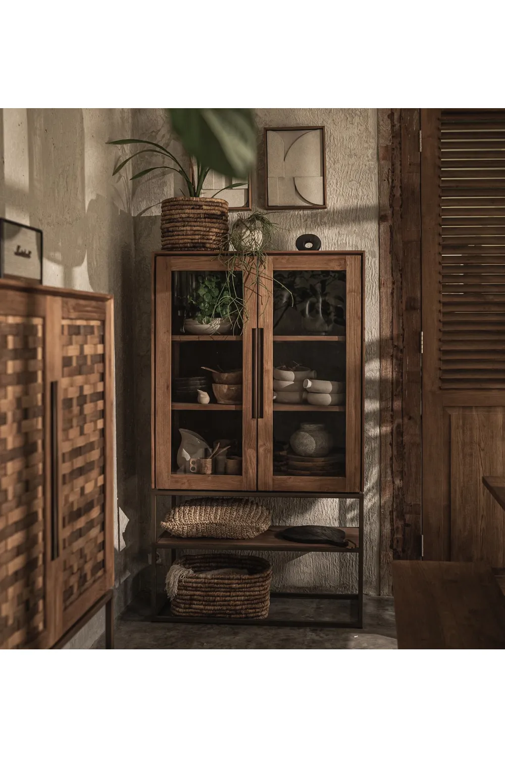 Wooden Cabinet with 2-Glass Doors | dBodhi Karma